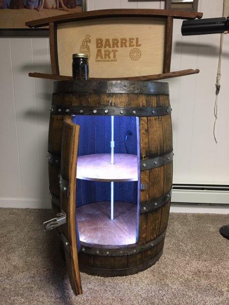 Oak Barrel Liquor Cabinet Gears Beer, Whiskey Barrel Liquor Cabinet