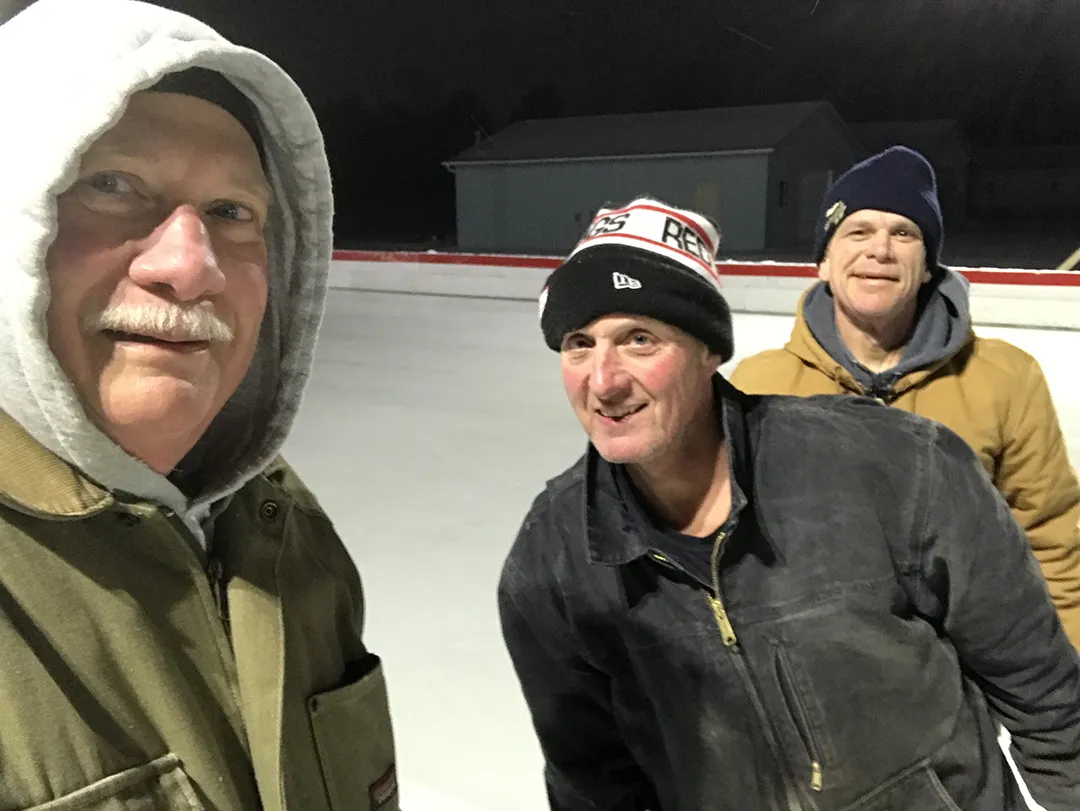 dave jim and kevin working on rink