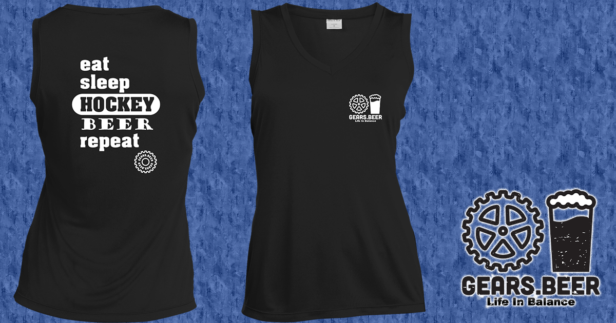 Eat Sleep Hockey Beer Repeat Ladies Sleeveless Tshirt