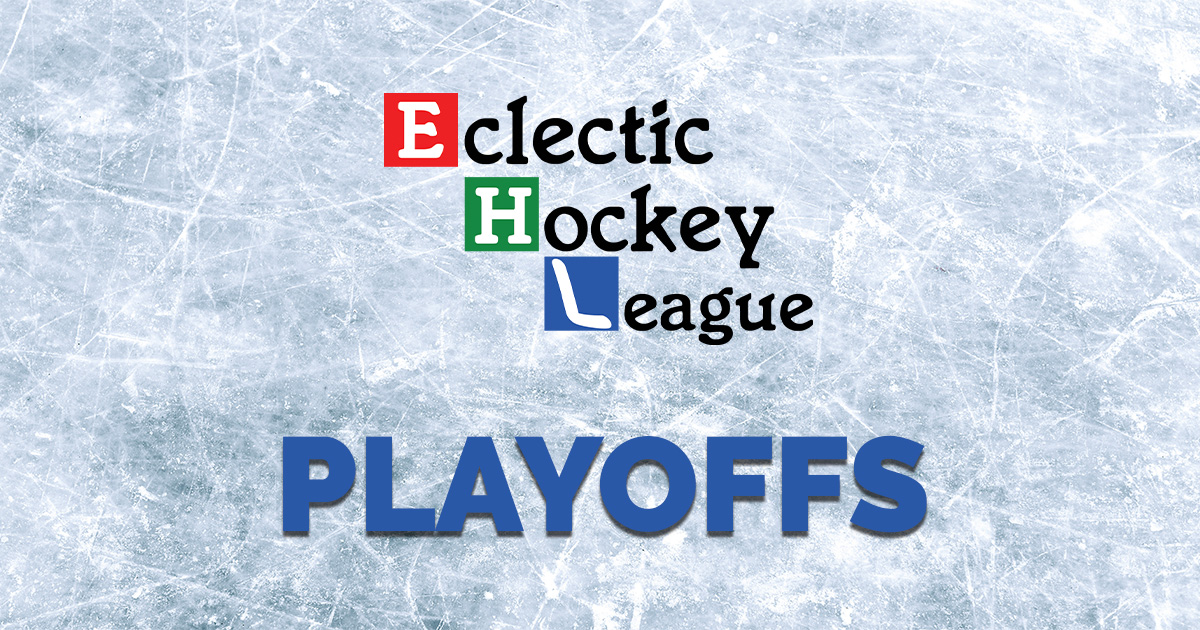 EHL logo for playoffs on ice background